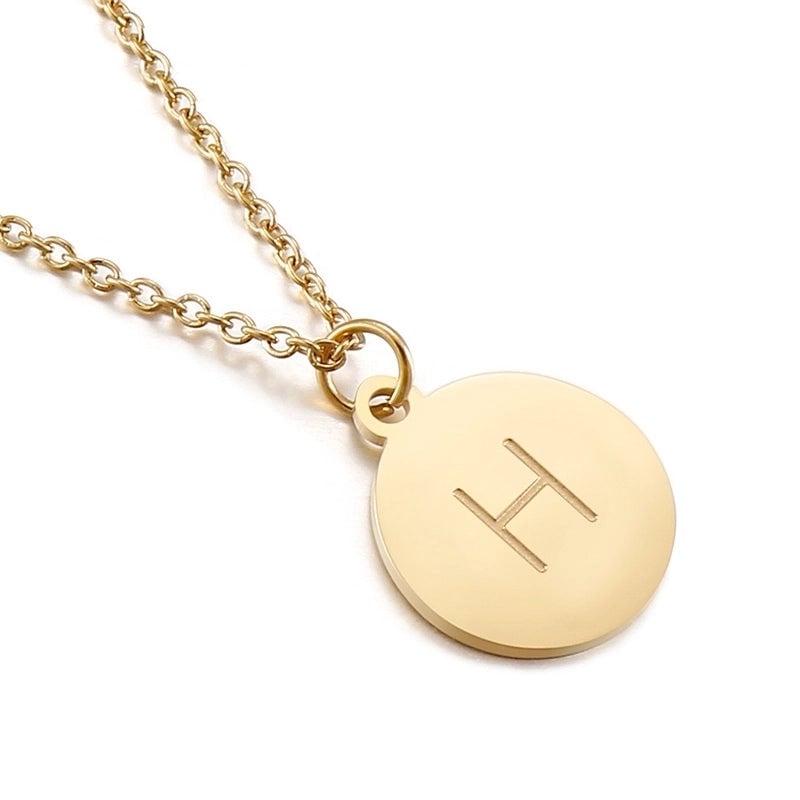 Titanium Steel 18K Gold Plated Minimalist Plating Letter Necklace