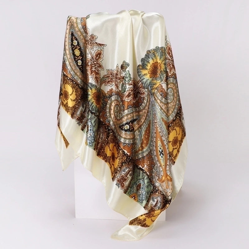 Women's Elegant Vintage Style Lady Printing Polyester Printing Silk Scarf