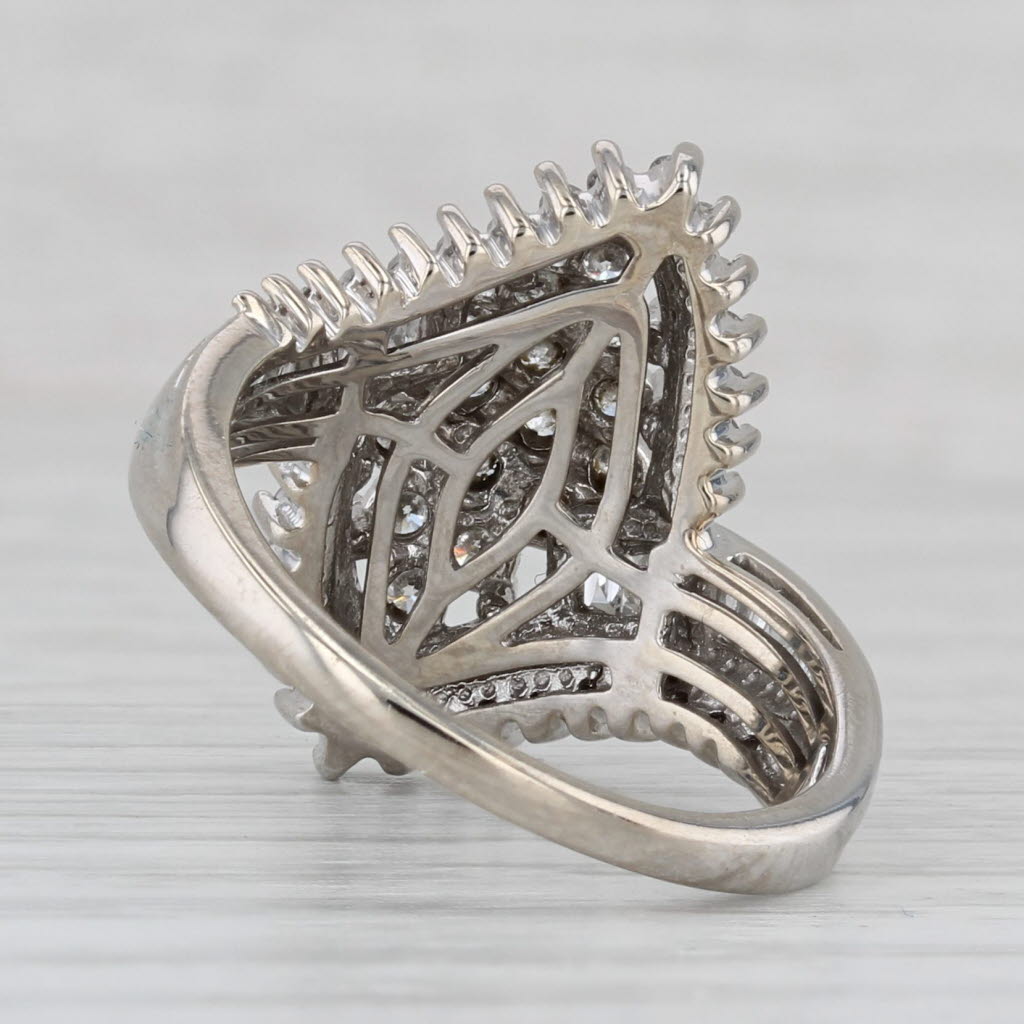 1ctw Diamond Cluster Bypass Ring 10k White Gold Size 7.25