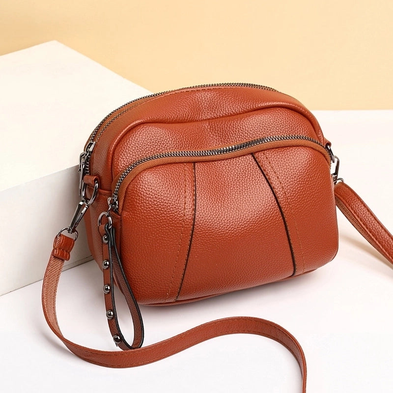 Women's Mini Pu Leather Solid Color Basic Square Zipper Crossbody Bag