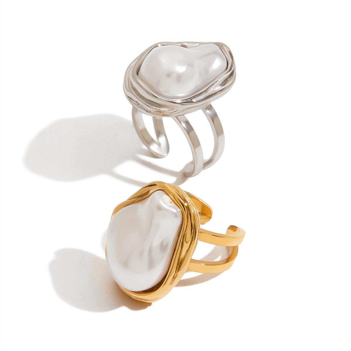 Baroque Pearl Ring Titanium Steel Jewelry Hot Sale Female Rings