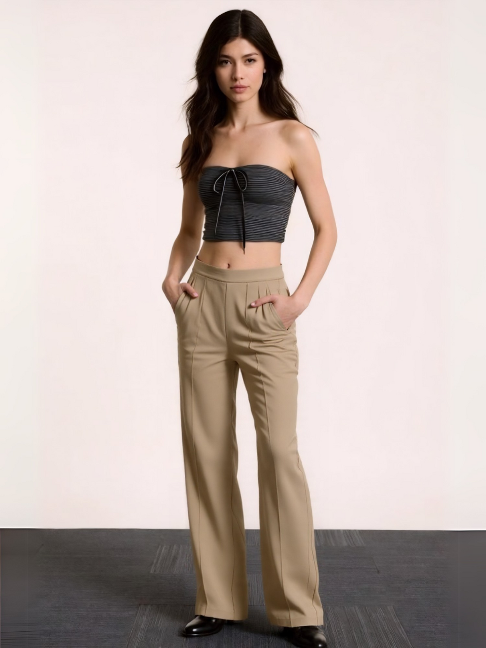 Casual Mid Rise Wide Length Pant