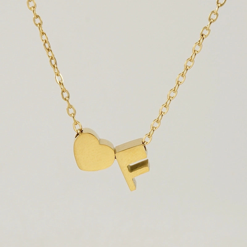 Fashion Letter Heart Shape 304 Stainless Steel 18K Gold Plated Gold Plated Stainless Steel Necklaces