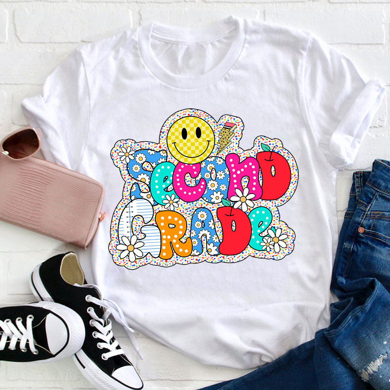 Personalized Colorful Polka Dot Cute Letters Teacher T-Shirt