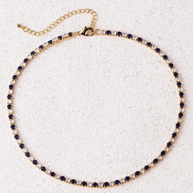 Copper Inlay Solid Color Zircon Copper Necklaces