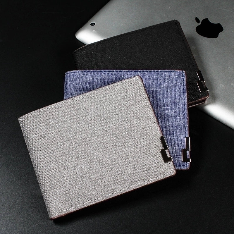 Men's All Seasons Denim Solid Color Classic Style Square Open Small Wallet
