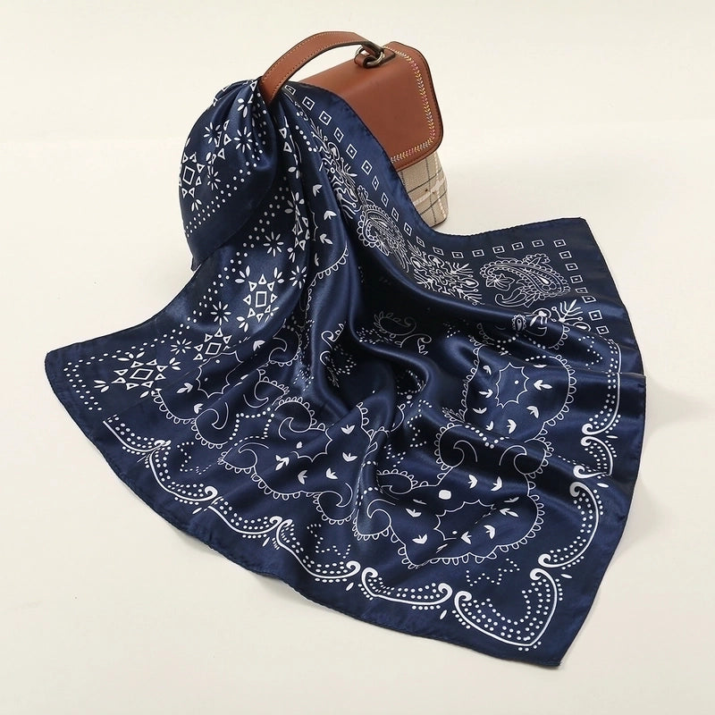 Unisex Minimalist Geometric Satin Silk Scarf