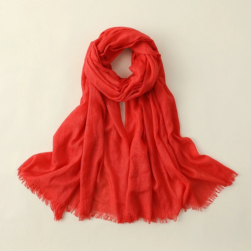 Women's Elegant Solid Color Cotton Silk Scarves