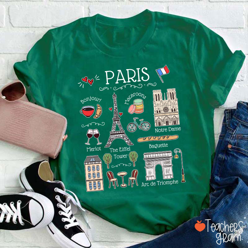 Eiffel Tower French Landmarks French Teacher T-Shirt