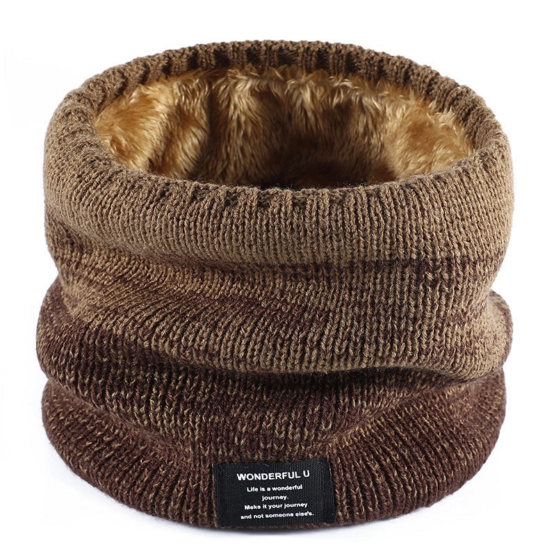 New Wool Knitted Scarf Women's Winter Warm Velvet Scarf Men's Thickened Gradient Couple's Personalized Collar