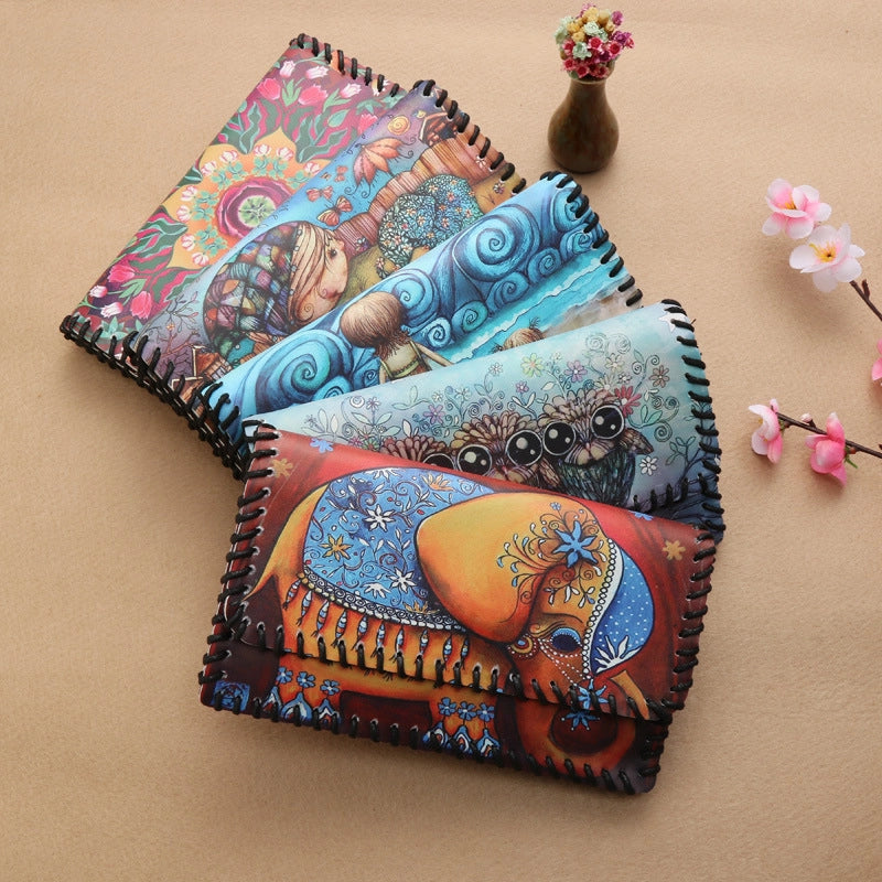 Women's Pu Leather Printing Animal Vintage Style Square Magnetic Buckle Phone Wallets