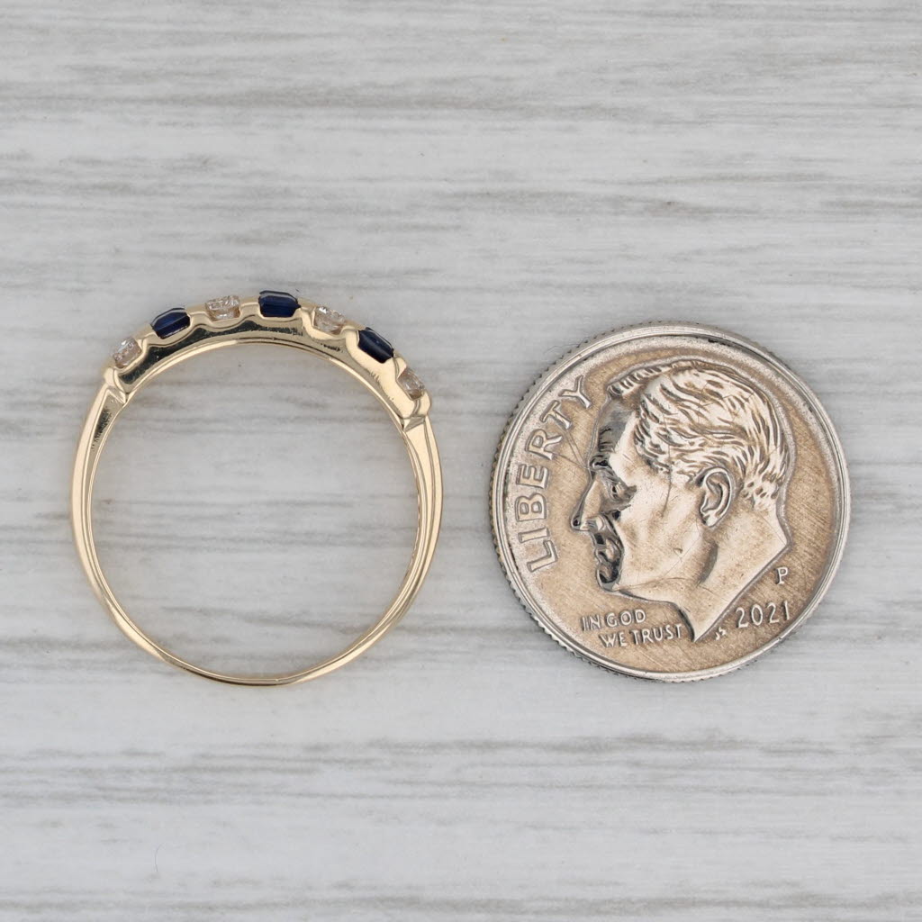 0.60ctw Blue Sapphire Diamond Ring 14k Yellow Gold Size 5.5 Stackable