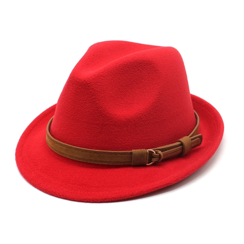 Women's Men's Basic Classic Style  Solid Color Big Eaves Flat Eaves Fedora Hat