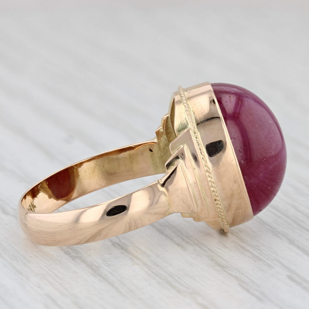 17ct Star Ruby Ring 18k Yellow Gold Size 9 Oval Cabochon Solitaire