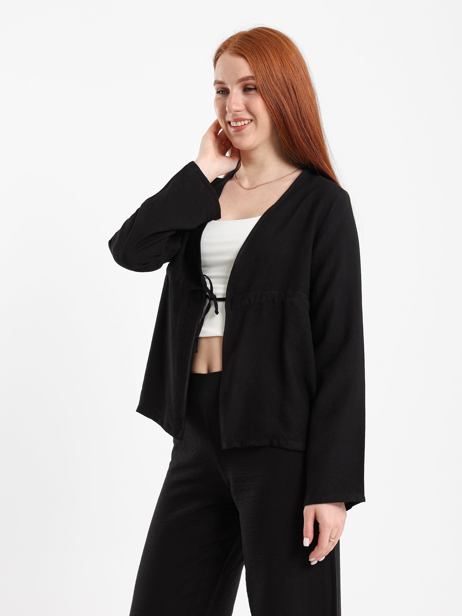 Drawstring Waist Cardigan