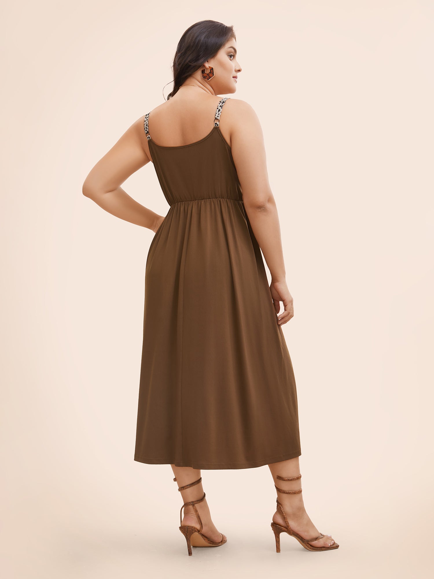 Leopard Print Patchwork Ties Cami Dress