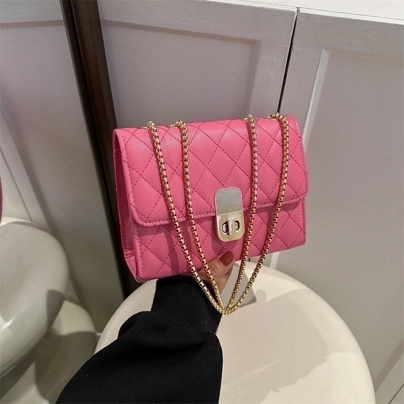 Women's Pu Leather Solid Color Basic Streetwear Square Flip Cover Shoulder Bag Crossbody Bag