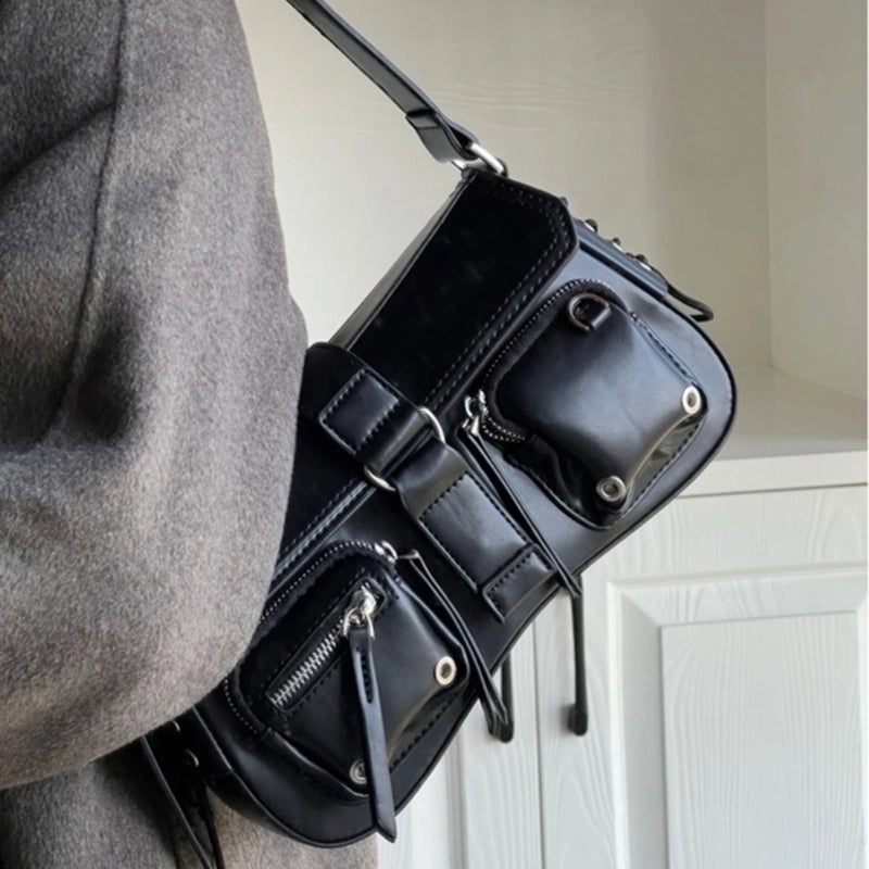 Women's Medium All Seasons Pu Leather Solid Color Streetwear Square Zipper Underarm Bag