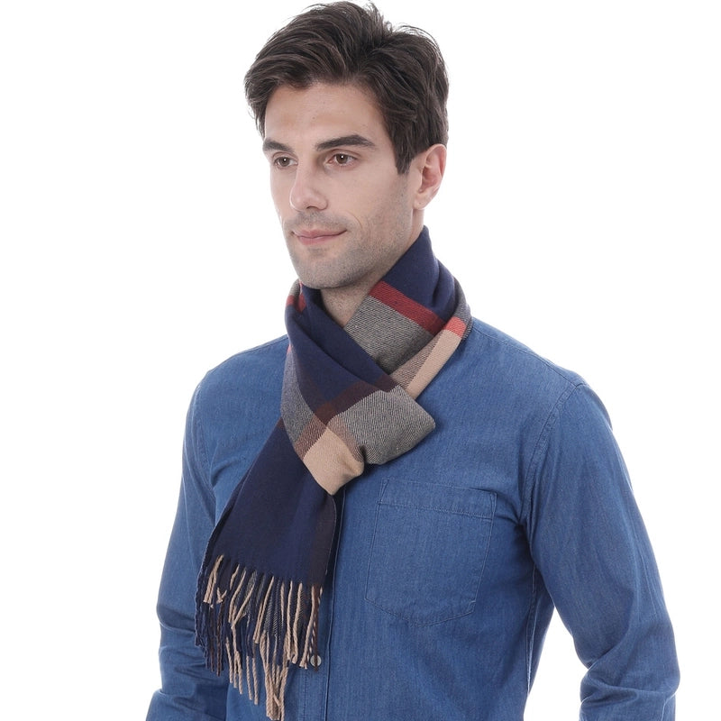 Autumn And Winter New Business Casual Men's Scarf Cashmere Striped Student Scarf Unisex Gift