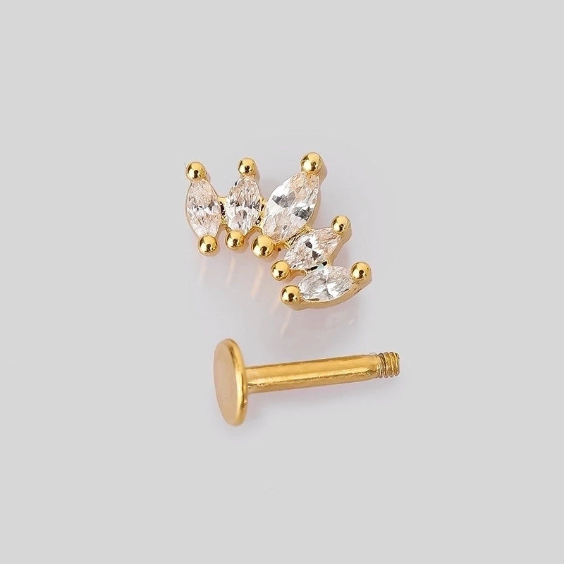 1 Piece Lip Rings Minimalist Classic Style Heart Shape Crown 316L Stainless Steel  Plating Inlay Zircon K Gold Plated Lip Rings Ear Cartilage Rings & Studs
