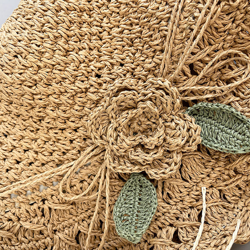 Elegant Crochet Straw Hat with Ruffle Detail