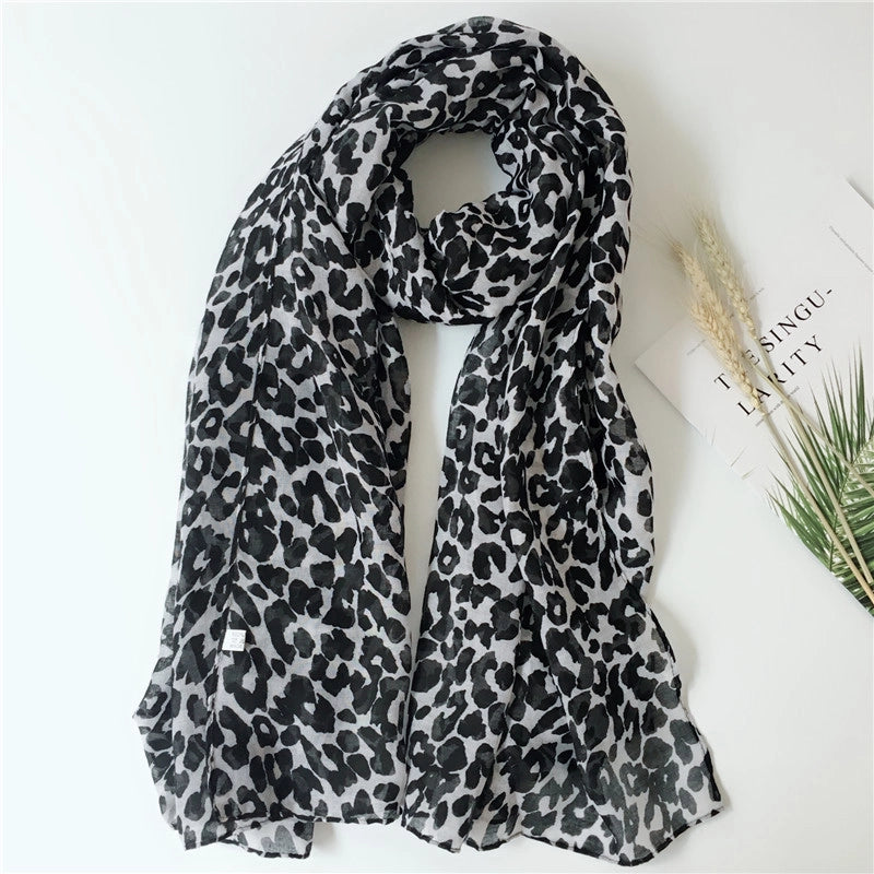 Unisex Retro Ethnic Style Leopard Voile Scarf