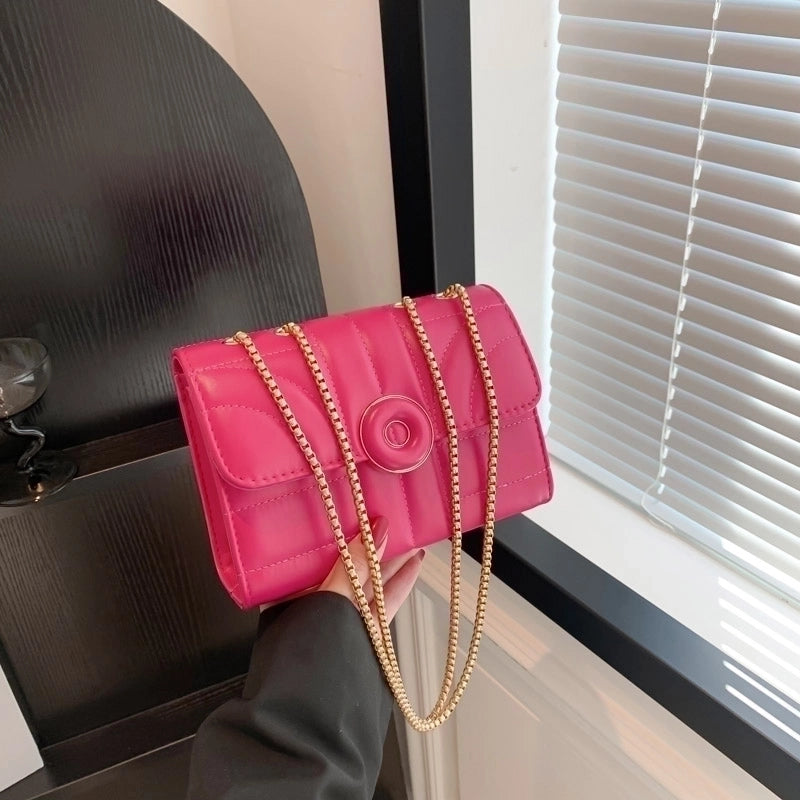 Women's Pu Leather Solid Color Elegant Square Magnetic Buckle Shoulder Bag Crossbody Bag