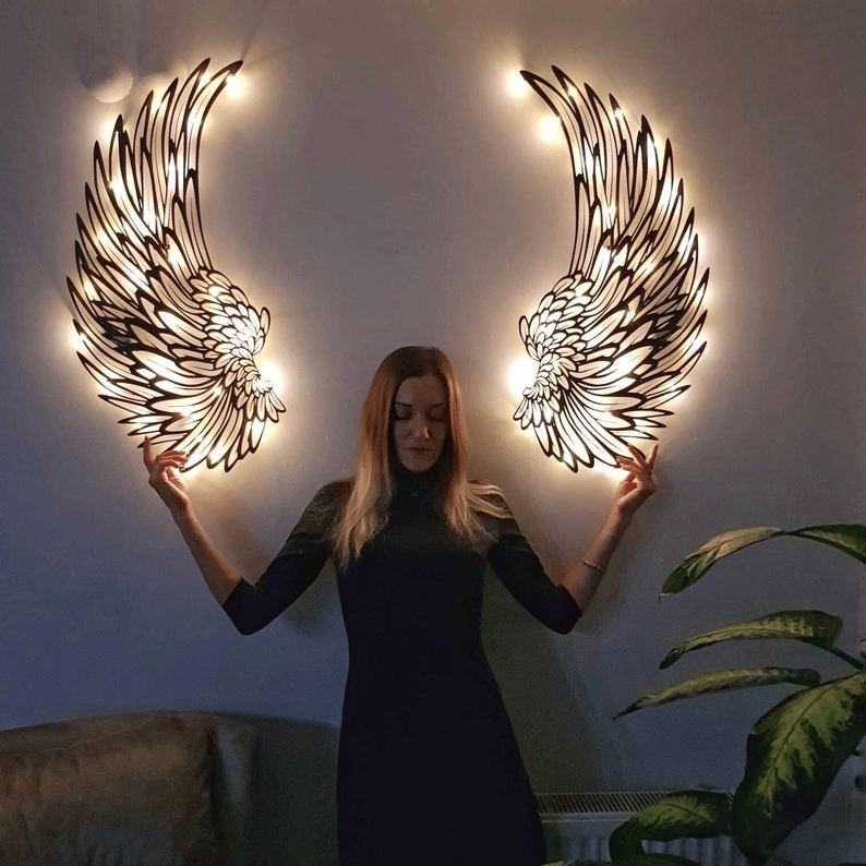 🔥LAST DAY 49% OFF🔥 - 1 PAIR ANGEL WINGS METAL WALL ART WITH LED LIGHTS-🎁GIFT TO HER【BUY 2 FREE SHIPPING】