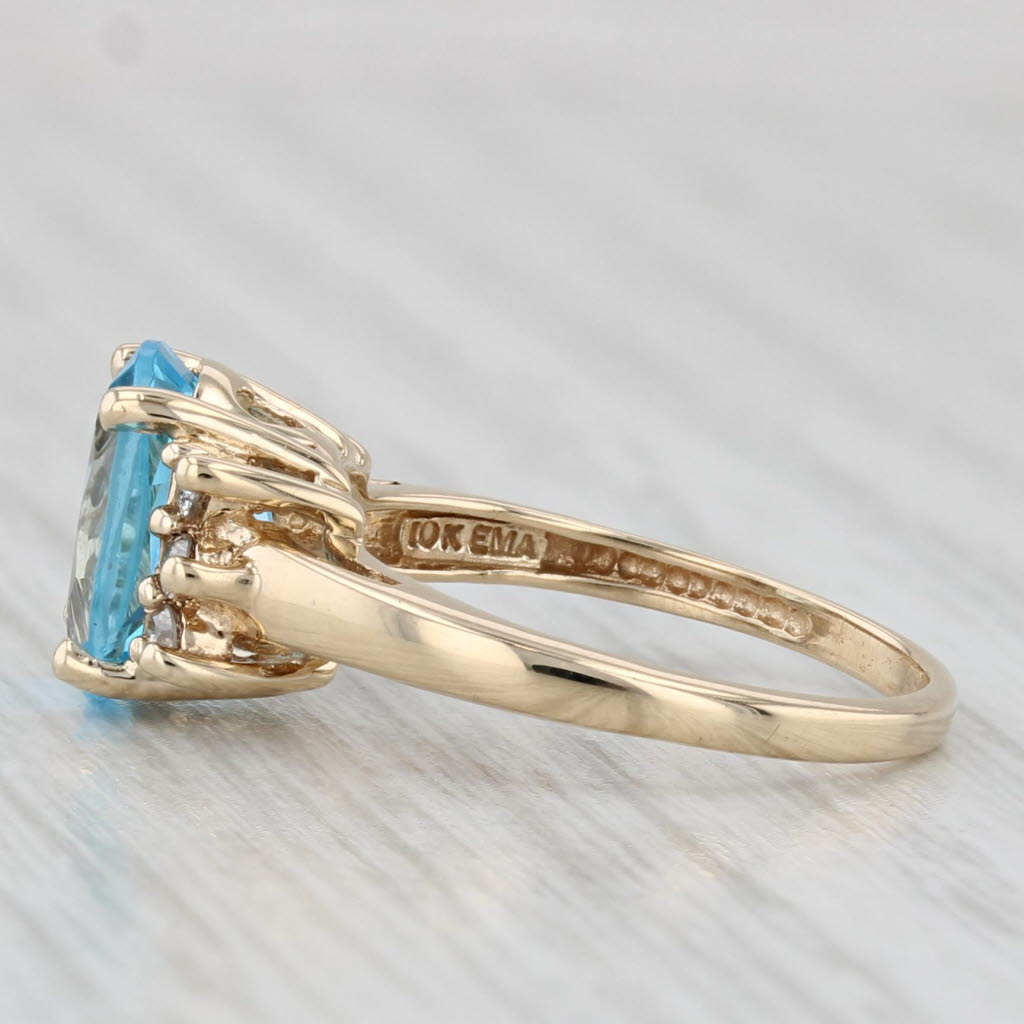 2.19ctw Oval Blue Topaz Diamond Ring 10k Yellow Gold Size 4.5