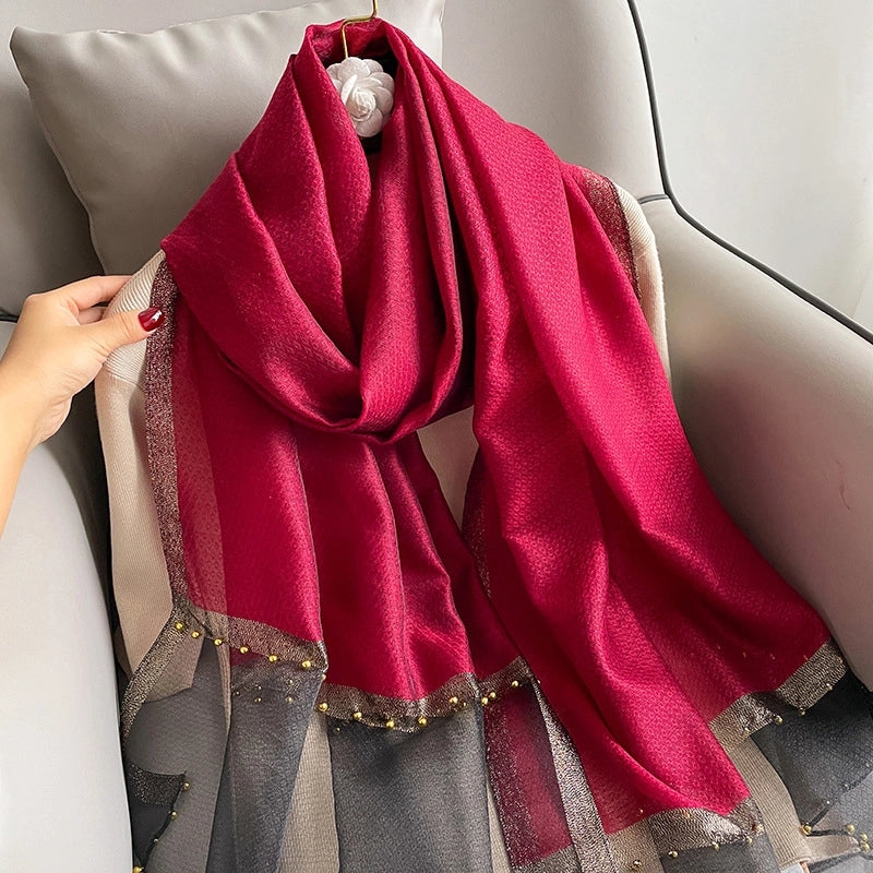 Women's Retro Solid Color Silk Silk Scarves