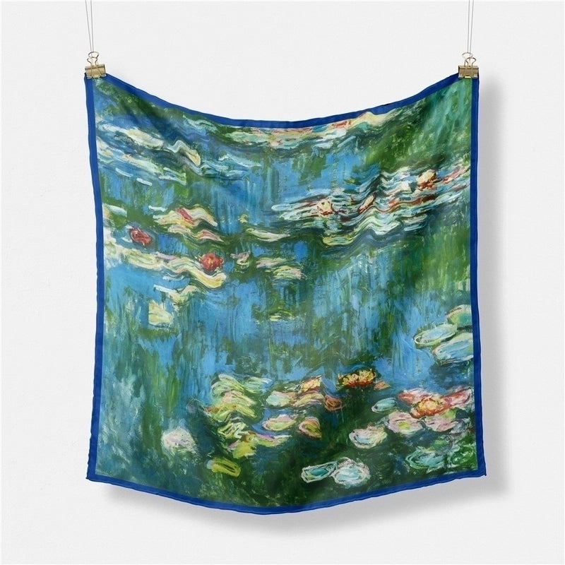 53cm Monet Oil Painting Series Water Lilies In The Pond Silk Scarf