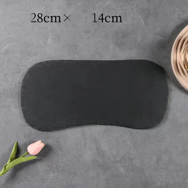 Slate Dinner Plate Dessert Sushi Plate Western Food Black Slate Plate Tableware Flat Plate Barbecue Steak Plate