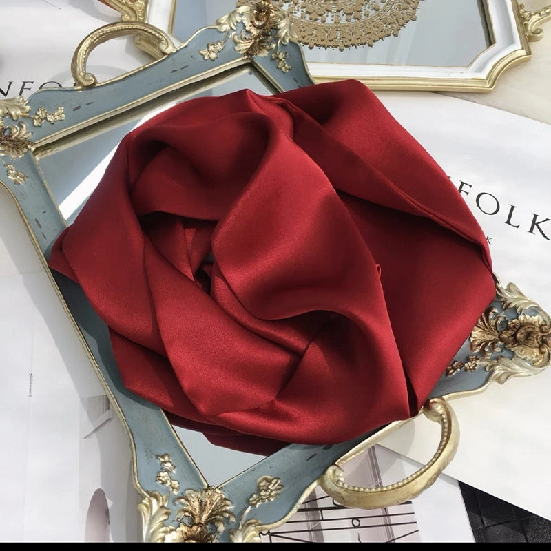 Women's Minimalist Classic Style Color Block Silk Silk Scarf