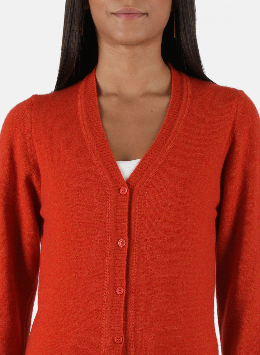 Women Orange Solid Cardigan