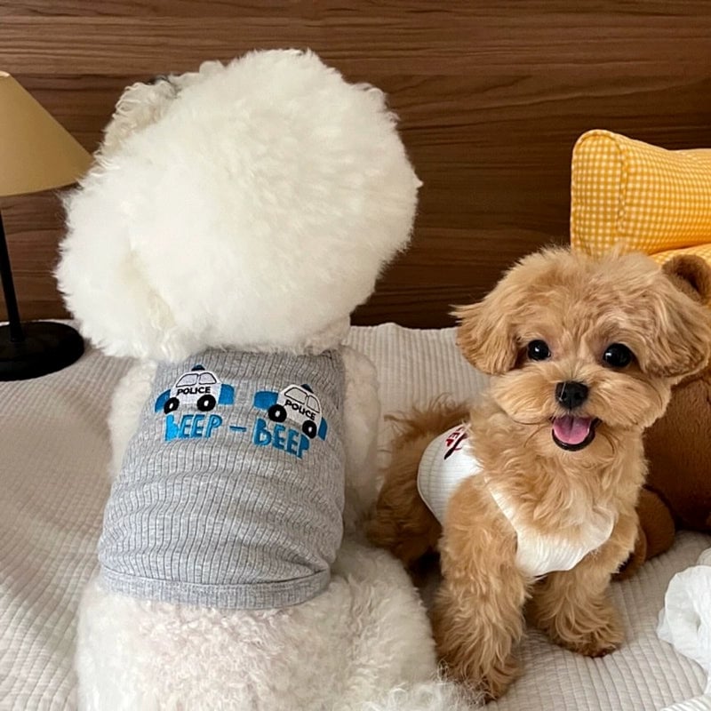 Cartoon Car Printed Breathable Dog Cat Vest