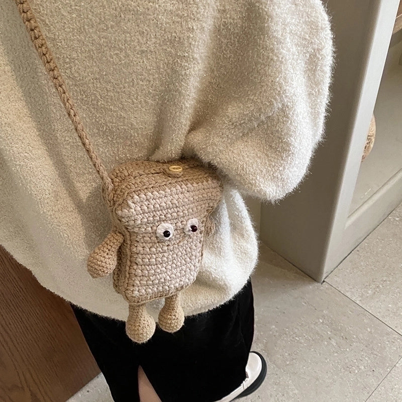 Women's Small Knit Cartoon Cute Buckle Crossbody Bag