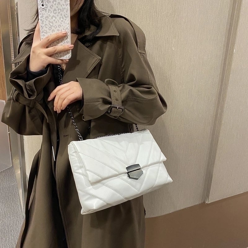 Women's Medium Pu Leather Streetwear Square Bag