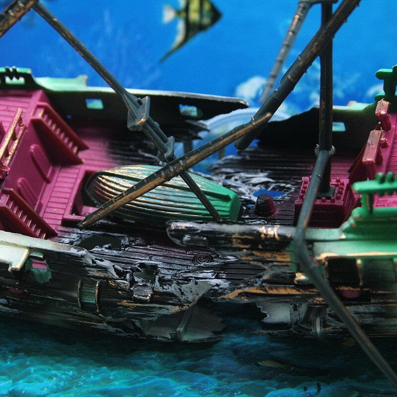 Wreck Sunk Ship Ornament For Aquarium