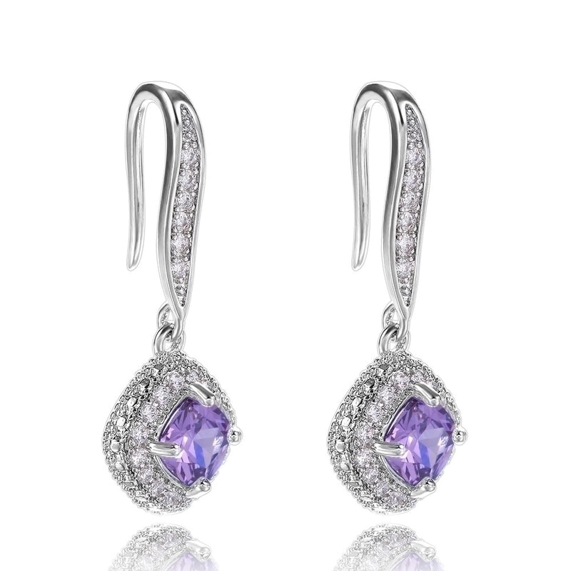 Fashion Square Inlaid Zircon Copper Drop Earrings