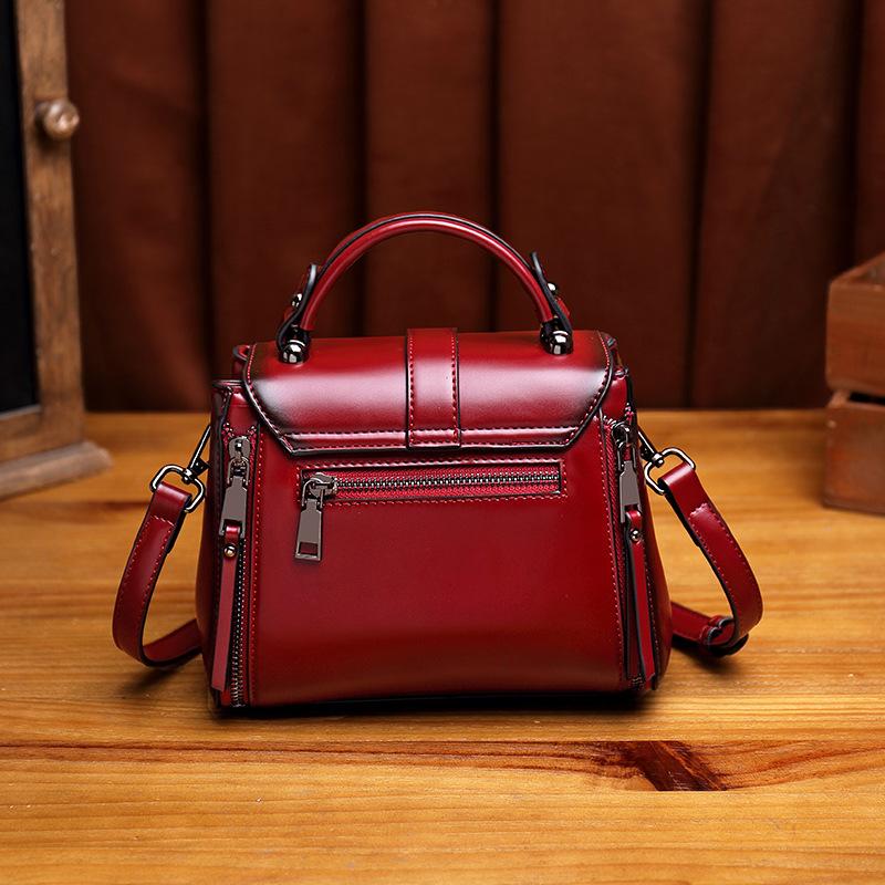 Vintage Women's bag leather fashion trend single shoulder diagonal bag flip bag