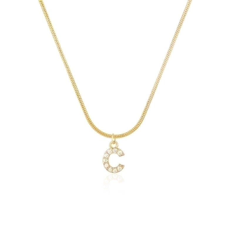 304 Stainless Steel Copper Classic Style Inlay Letter Zircon Pendant Necklace