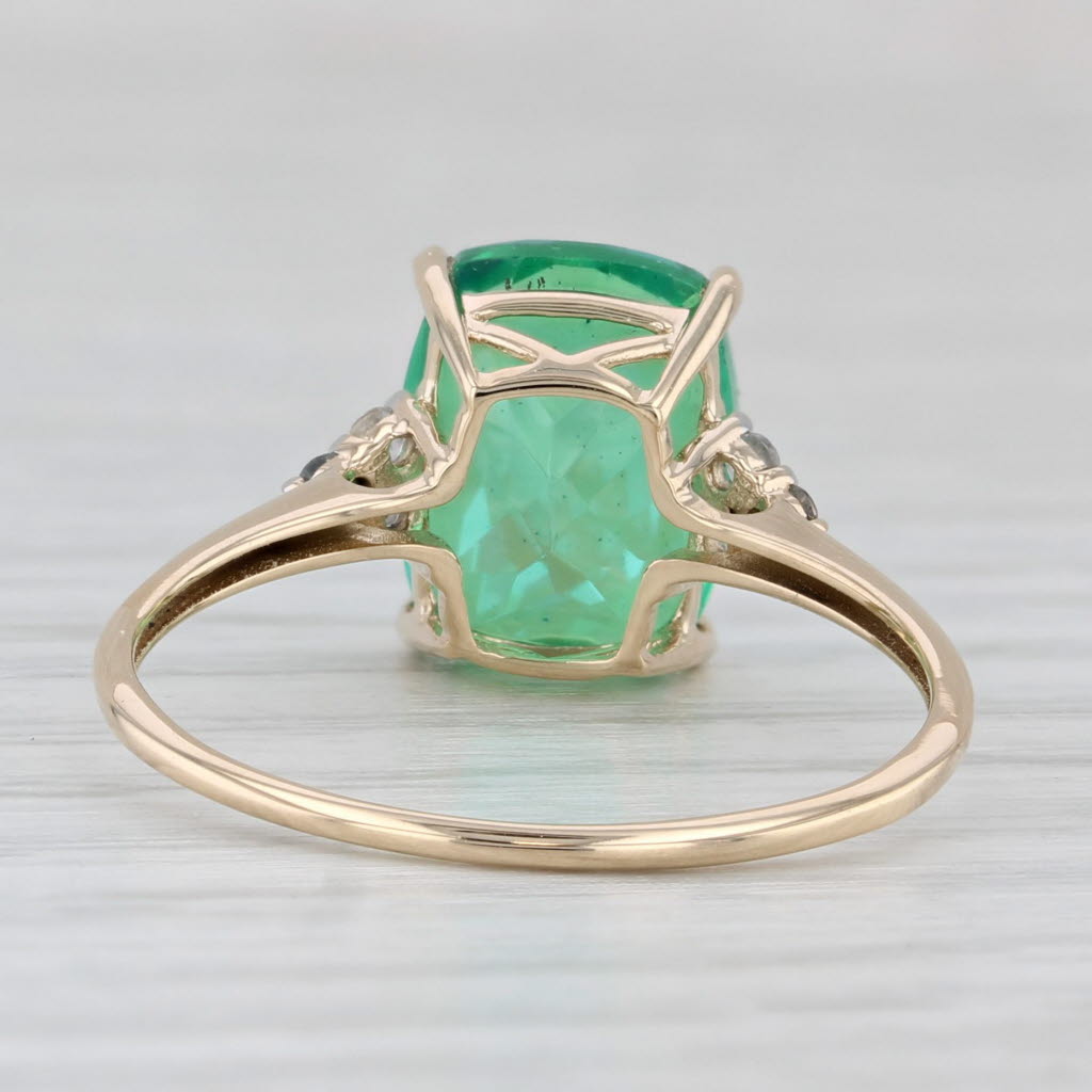 Blue Green Lab Created Quartz Glass Doublet Topaz Ring 14k Yellow Gold Size 8.25