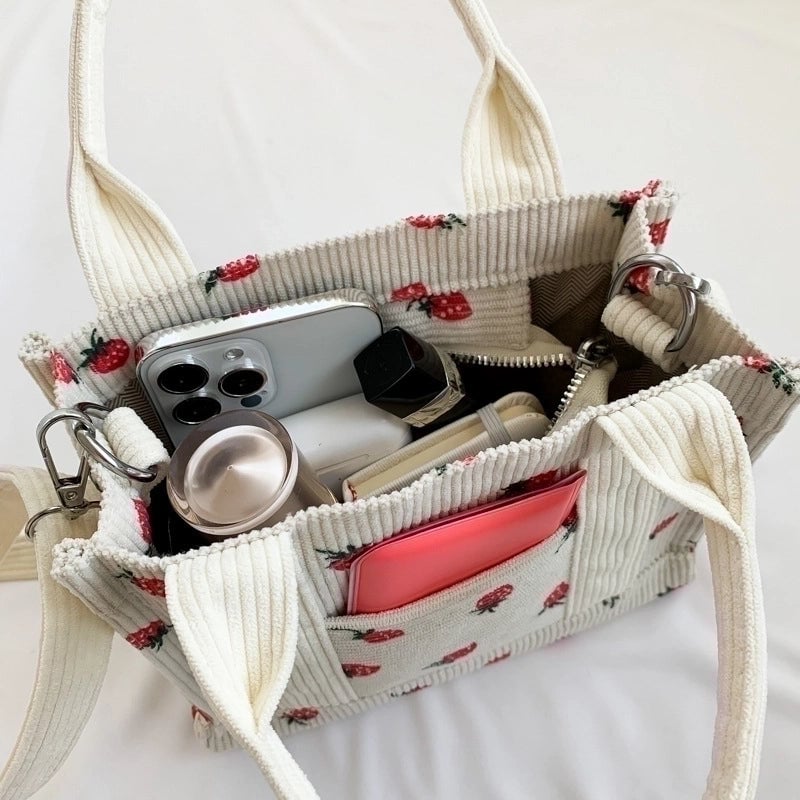 Women's Corduroy Stripe Streetwear Square Zipper Square Bag