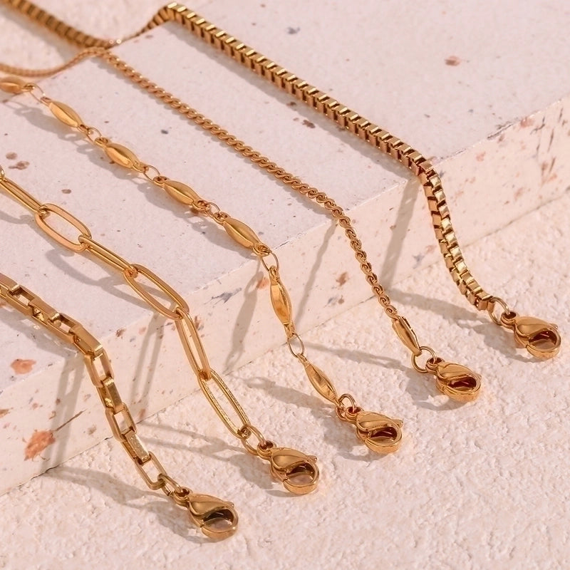 Minimalist Classic Style Oval Solid Color 304 Stainless Steel 18K Gold Plated Bracelets In Bulk