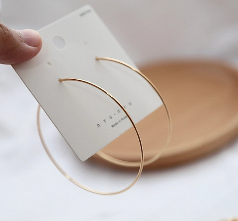 Simple Geometric Circle Big Plain Hoop Copper Earrings