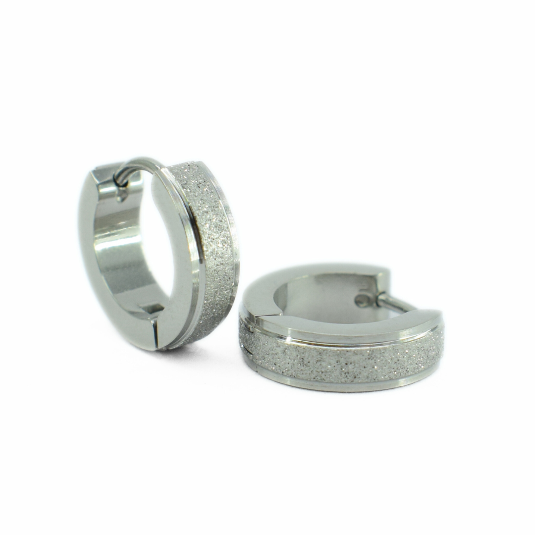 10mm Chunky glitter hoops - Silver