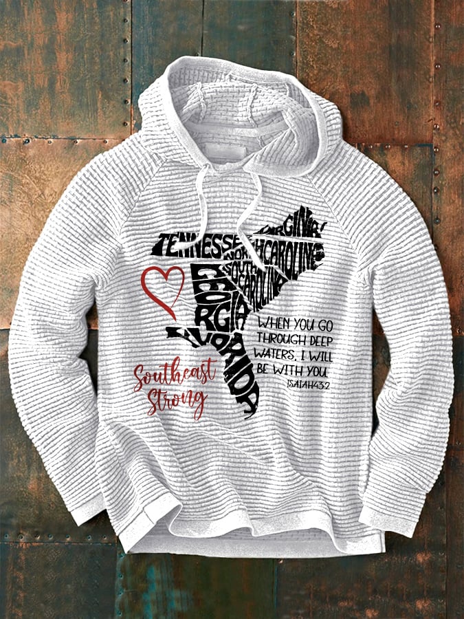 Men's Retro Southeast Strong When You Go Through Deep Waters. I Will Be With You Isaiah 43:2 Tennessee Georgia. South Carolina. North Carolina. . Virginia. Florida Print Hoodie