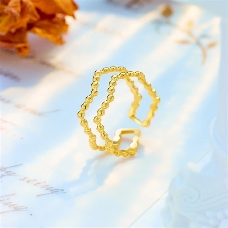 Basic Cross Star 304 Stainless Steel 18K Gold Plated Gold Plated Stainless Steel Rings