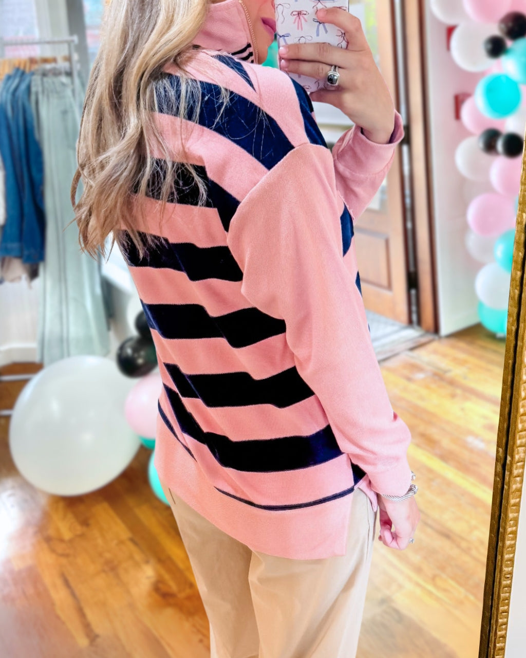 Terry Reverse Striped Pullover