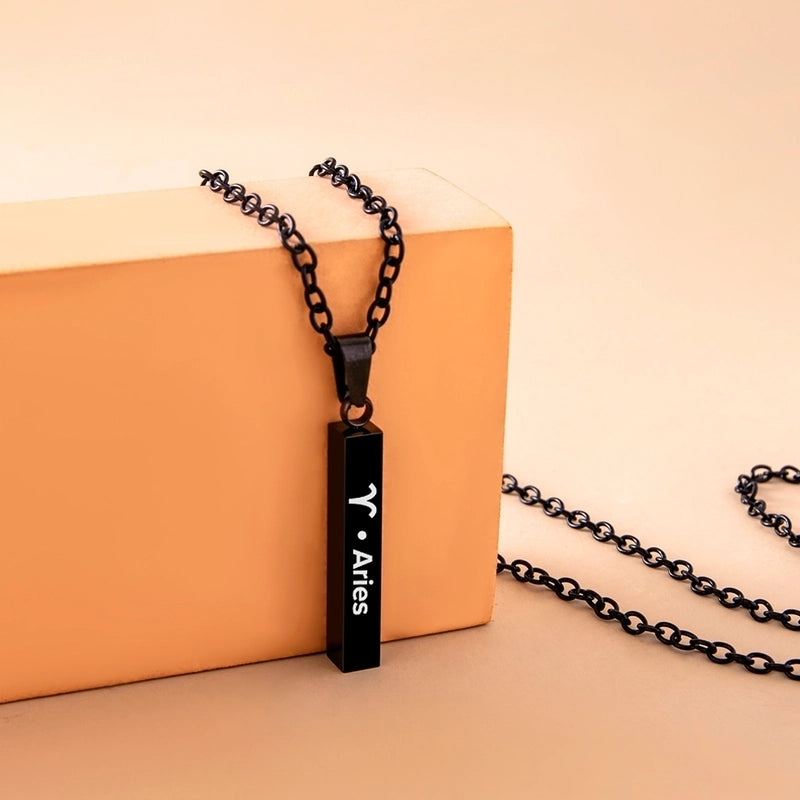 12 Constellation Stainless Steel Ing Pillar Necklace